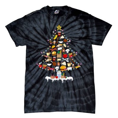 Lunch Lady Christmas Tree Merry Christmas Cafeteria Crew Tie-Dye T-Shirt