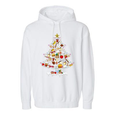 Lunch Lady Christmas Tree Merry Christmas Cafeteria Crew Garment-Dyed Fleece Hoodie