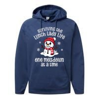 Lunch Lady Christmas One Meltdown At A Time Snowman Winter Performance Fleece Hoodie