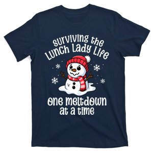 Lunch Lady Christmas One Meltdown At A Time Snowman Winter T-Shirt