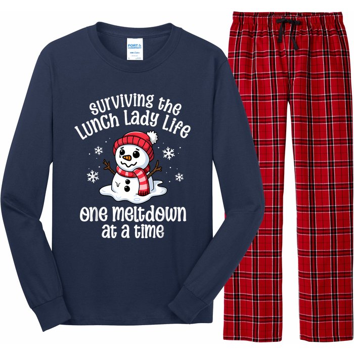 Lunch Lady Christmas One Meltdown At A Time Snowman Winter Long Sleeve Pajama Set