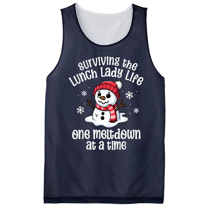 Lunch Lady Christmas One Meltdown At A Time Snowman Winter Mesh Reversible Basketball Jersey Tank