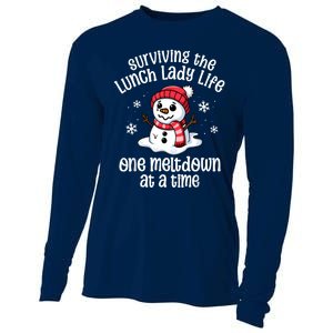 Lunch Lady Christmas One Meltdown At A Time Snowman Winter Cooling Performance Long Sleeve Crew