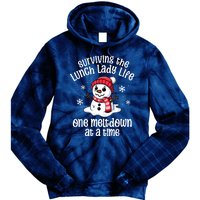 Lunch Lady Christmas One Meltdown At A Time Snowman Winter Tie Dye Hoodie