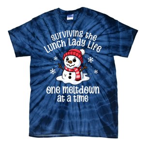 Lunch Lady Christmas One Meltdown At A Time Snowman Winter Tie-Dye T-Shirt