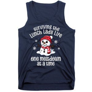 Lunch Lady Christmas One Meltdown At A Time Snowman Winter Tank Top