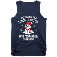 Lunch Lady Christmas One Meltdown At A Time Snowman Winter Tank Top