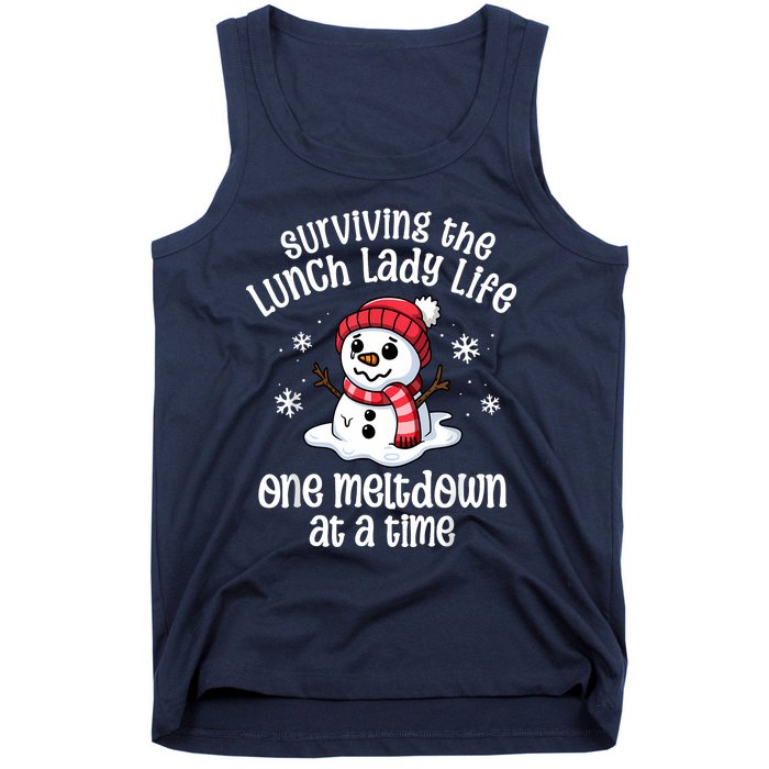 Lunch Lady Christmas One Meltdown At A Time Snowman Winter Tank Top