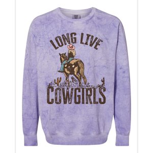 Long Love Cowgirls Riding Horse Horsing Gift Idea Trending Colorblast Crewneck Sweatshirt