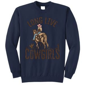 Long Love Cowgirls Riding Horse Horsing Gift Idea Trending Tall Sweatshirt