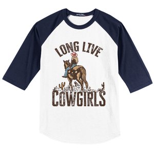 Long Love Cowgirls Riding Horse Horsing Gift Idea Trending Baseball Sleeve Shirt