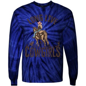 Long Love Cowgirls Riding Horse Horsing Gift Idea Trending Tie-Dye Long Sleeve Shirt