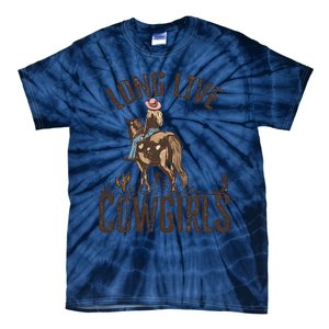 Long Love Cowgirls Riding Horse Horsing Gift Idea Trending Tie-Dye T-Shirt