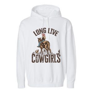 Long Love Cowgirls Riding Horse Horsing Gift Idea Trending Garment-Dyed Fleece Hoodie