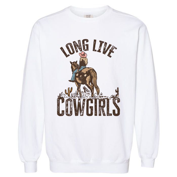 Long Love Cowgirls Riding Horse Horsing Gift Idea Trending Garment-Dyed Sweatshirt