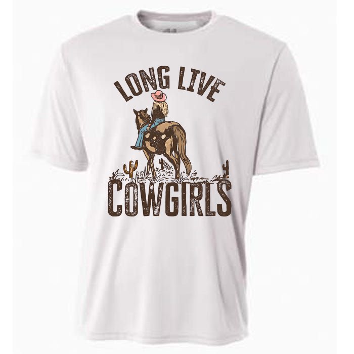 Long Love Cowgirls Riding Horse Horsing Gift Idea Trending Cooling Performance Crew T-Shirt