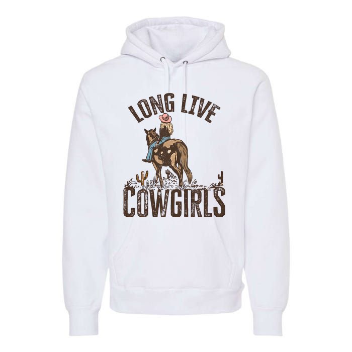 Long Love Cowgirls Riding Horse Horsing Gift Idea Trending Premium Hoodie