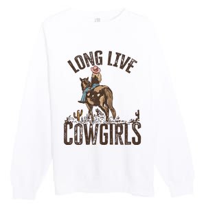 Long Love Cowgirls Riding Horse Horsing Gift Idea Trending Premium Crewneck Sweatshirt