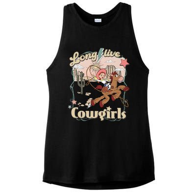 Long Live Cowgirls Funny Cute Western Girl Ladies PosiCharge Tri-Blend Wicking Tank