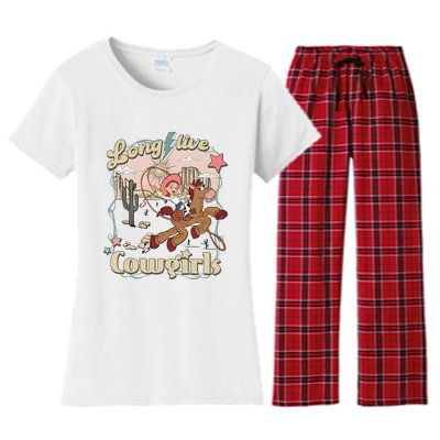 Long Live Cowgirls Funny Cute Western Girl Women's Flannel Pajama Set