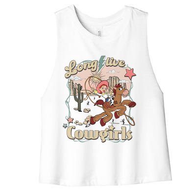 Long Live Cowgirls Funny Cute Western Girl Women's Racerback Cropped Tank