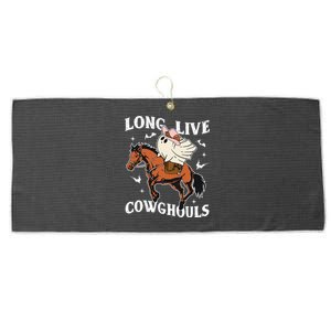 Long Live Cow Ghouls Halloween Cowboy Ghost Riding Horse Large Microfiber Waffle Golf Towel