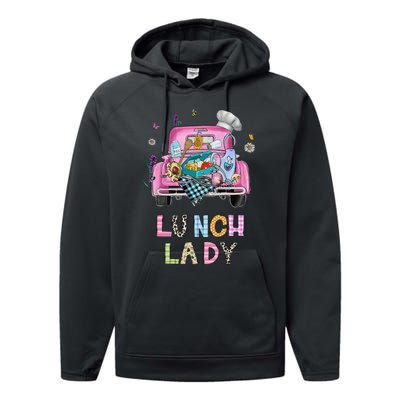 Lunch Lady Cute Truck Lunch Ladies Squad Cafeteria Crew Performance Fleece Hoodie