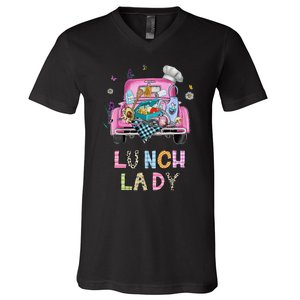 Lunch Lady Cute Truck Lunch Ladies Squad Cafeteria Crew V-Neck T-Shirt