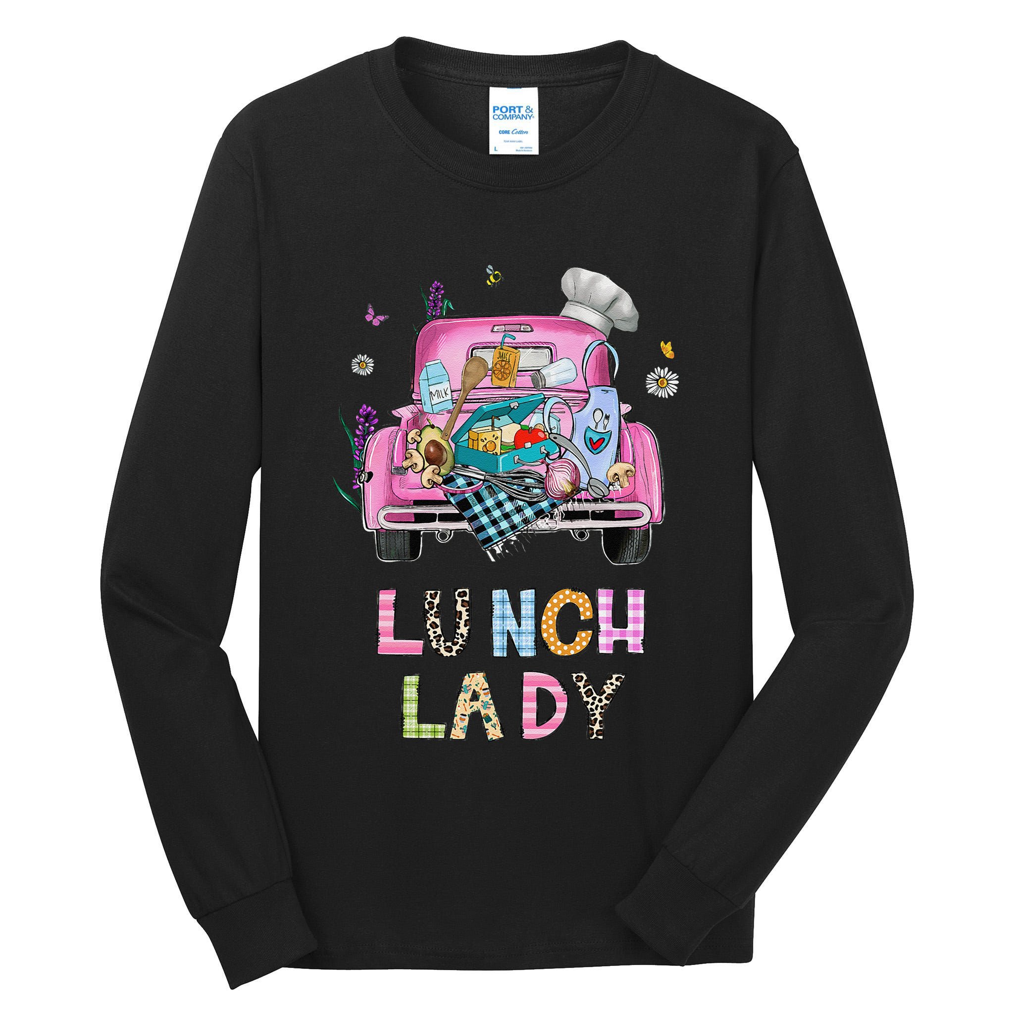 Lunch Lady Cute Truck Lunch Ladies Squad Cafeteria Crew Tall Long Sleeve T-Shirt
