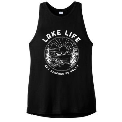 Lake Life Cuz Beaches Be Salty Retro Vintage Lake Mode Gift Ladies PosiCharge Tri-Blend Wicking Tank