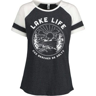 Lake Life Cuz Beaches Be Salty Retro Vintage Lake Mode Gift Enza Ladies Jersey Colorblock Tee