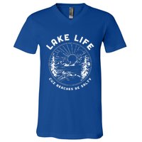 Lake Life Cuz Beaches Be Salty Retro Vintage Lake Mode Gift V-Neck T-Shirt