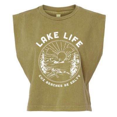 Lake Life Cuz Beaches Be Salty Retro Vintage Lake Mode Gift Garment-Dyed Women's Muscle Tee