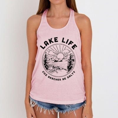 Lake Life Cuz Beaches Be Salty Retro Vintage Lake Mode Gift Women's Knotted Racerback Tank