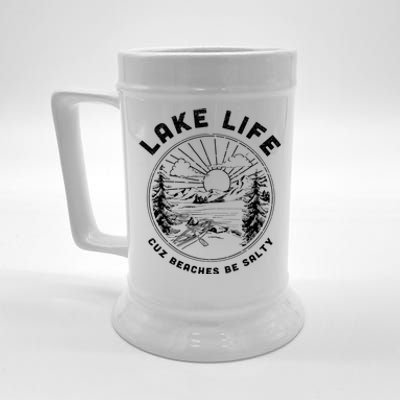 Lake Life Cuz Beaches Be Salty Retro Vintage Lake Mode Gift Beer Stein