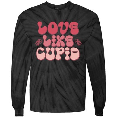 Love Like Cupid Retro Valentines Tie-Dye Long Sleeve Shirt