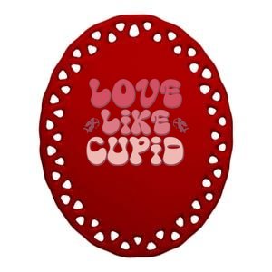 Love Like Cupid Retro Valentines Ceramic Oval Ornament