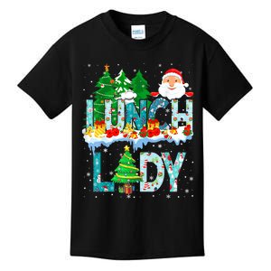 Lunch Lady Christmas Tree Santa Matching Xmas Family Pajama Kids T-Shirt