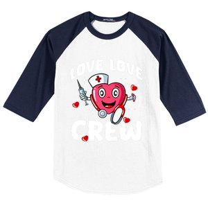 Love Love Crew Valentines Day Cute Nurse Rn Nursing Students Gift Baseball Sleeve Shirt