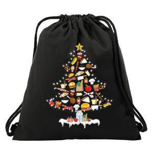 Lunch Lady Christmas Tree Merry Christmas Cafeteria Crew Drawstring Bag