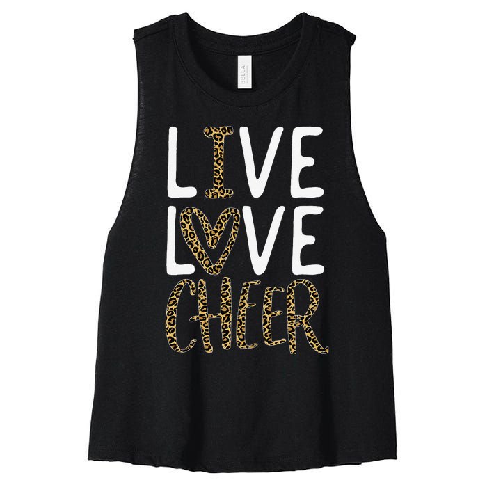 Live Love Cheer Cheerleading Cheerleader  Cheer Women's Racerback Cropped Tank