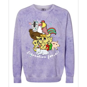 Liberation Ll Cute Farm Animals Vegan Vegetarian Love Gift Colorblast Crewneck Sweatshirt