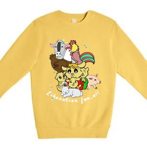 Liberation Ll Cute Farm Animals Vegan Vegetarian Love Gift Premium Crewneck Sweatshirt