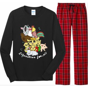 Liberation Ll Cute Farm Animals Vegan Vegetarian Love Gift Long Sleeve Pajama Set