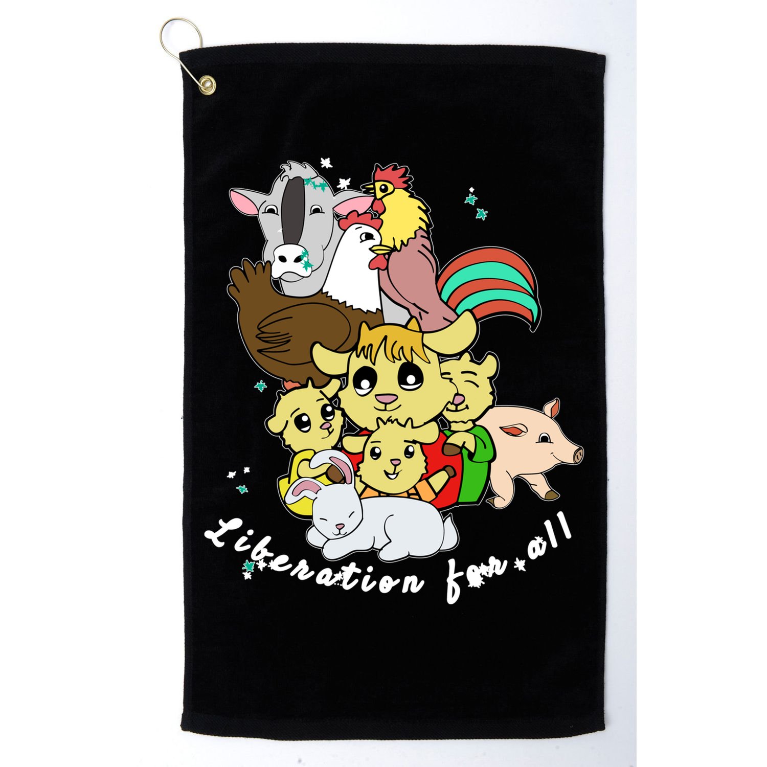 Liberation Ll Cute Farm Animals Vegan Vegetarian Love Gift Golf Towel