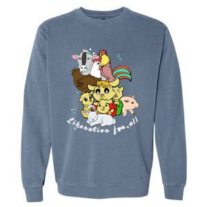 Liberation Ll Cute Farm Animals Vegan Vegetarian Love Gift Garment-Dyed Sweatshirt