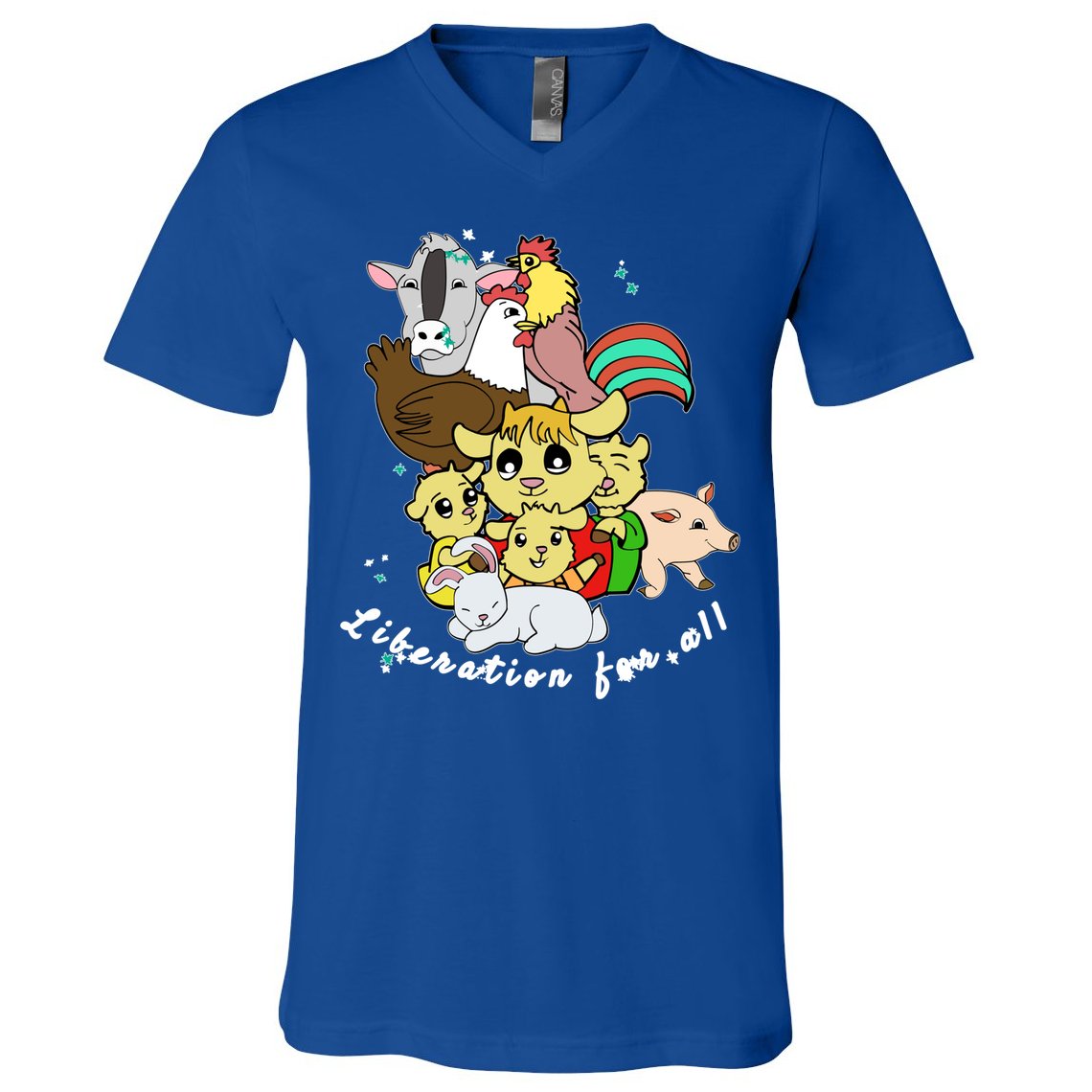 Liberation Ll Cute Farm Animals Vegan Vegetarian Love Gift V-Neck T-Shirt