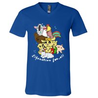 Liberation Ll Cute Farm Animals Vegan Vegetarian Love Gift V-Neck T-Shirt