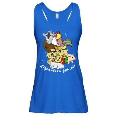 Liberation Ll Cute Farm Animals Vegan Vegetarian Love Gift Ladies Essential Flowy Tank