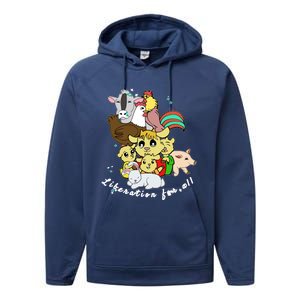 Liberation Ll Cute Farm Animals Vegan Vegetarian Love Gift Performance Fleece Hoodie